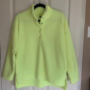 Aerie Women's Cozy Sherpa Pullover, Fluorescent Yellow, size XS NWOT